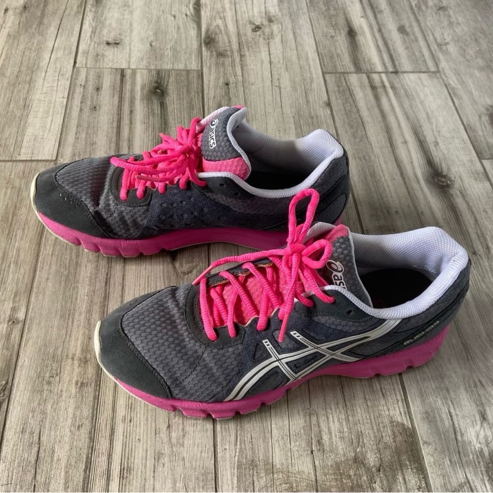 Asics Women Rush 33 Gray Pink Running Athletic Lace Up Low Top Sneaker Shoes 9.5